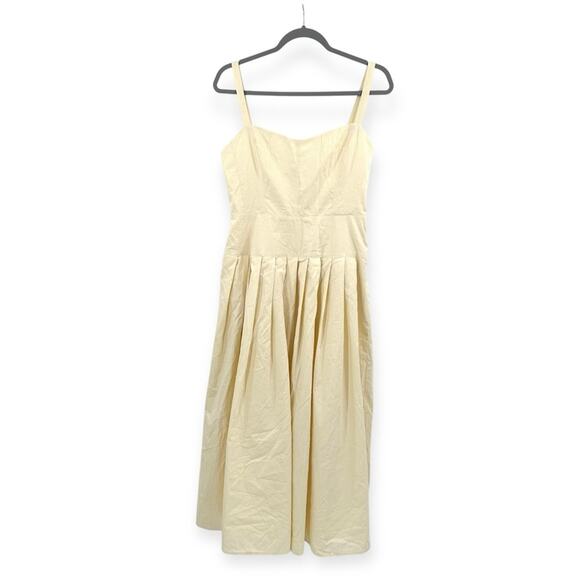 J Crew Pleated drop-waist dress in crinkle cotton blend in natural Size 8 - Picture 2 of 12